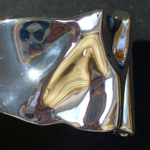 NINE WEST Mod/Contemporary Silver Abstract Molten Clamper Hinged Bracelet**NEW! - Picture 6 of 7